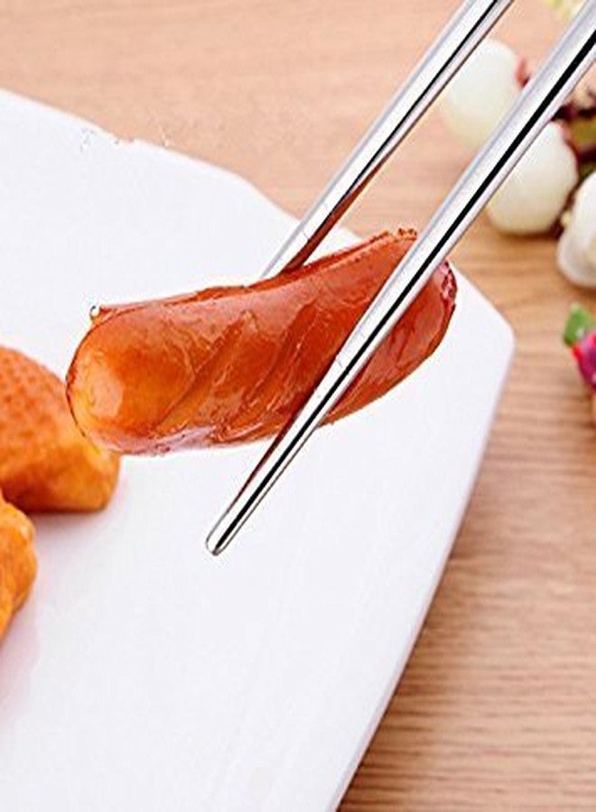 Iktu 5 Pairs Chopsticks Stainless Steel Anti-Skid Anti-hot Design Vacuum Chopsticks - Image 2